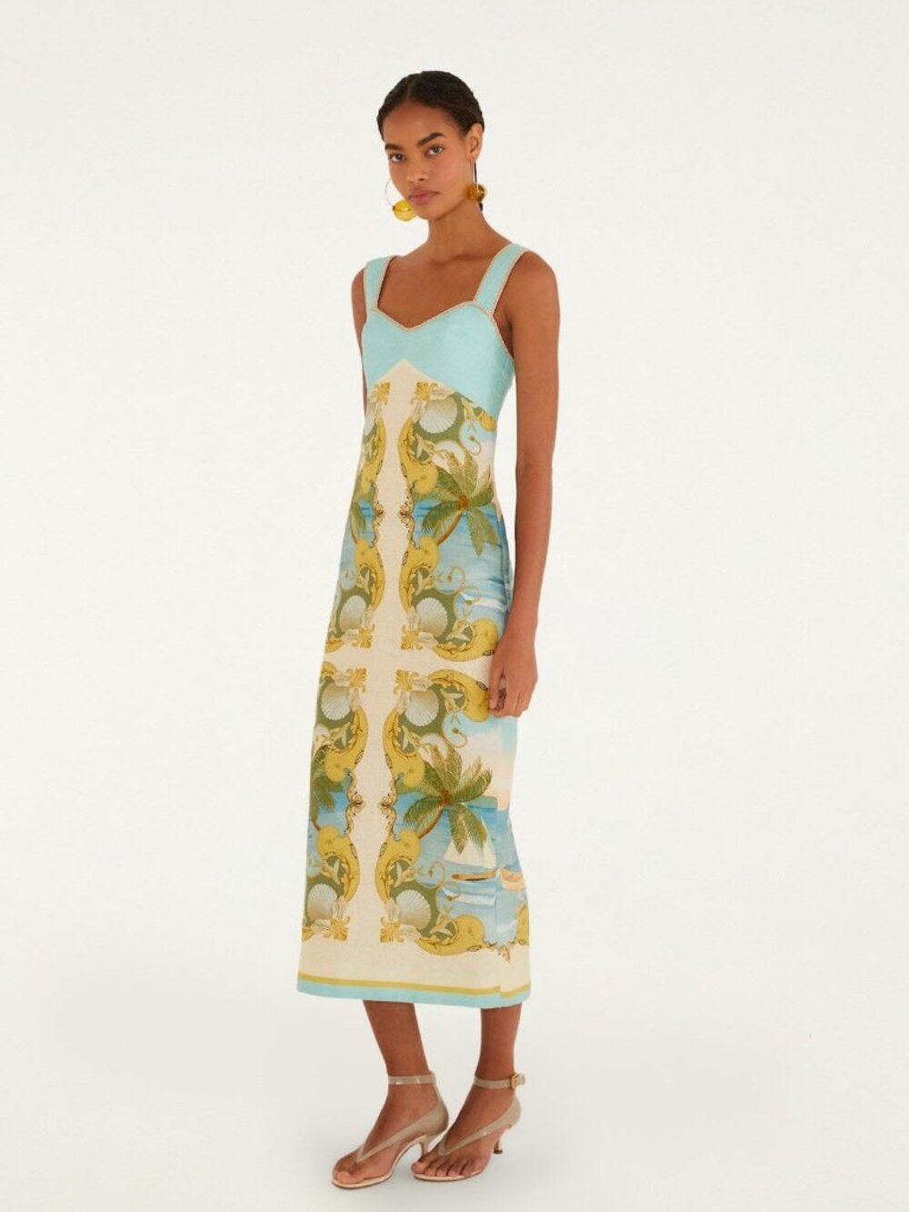 Farm RIO Original Multicolor Royal Sea Maxi Linen Dress Multicolor Size XS NWT
